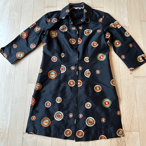 Vintage 1990s 100% Silk Connie Roberson  Kimono Style Top/Tunic, 3/4 Sleeves XS - Picture 1 of 14